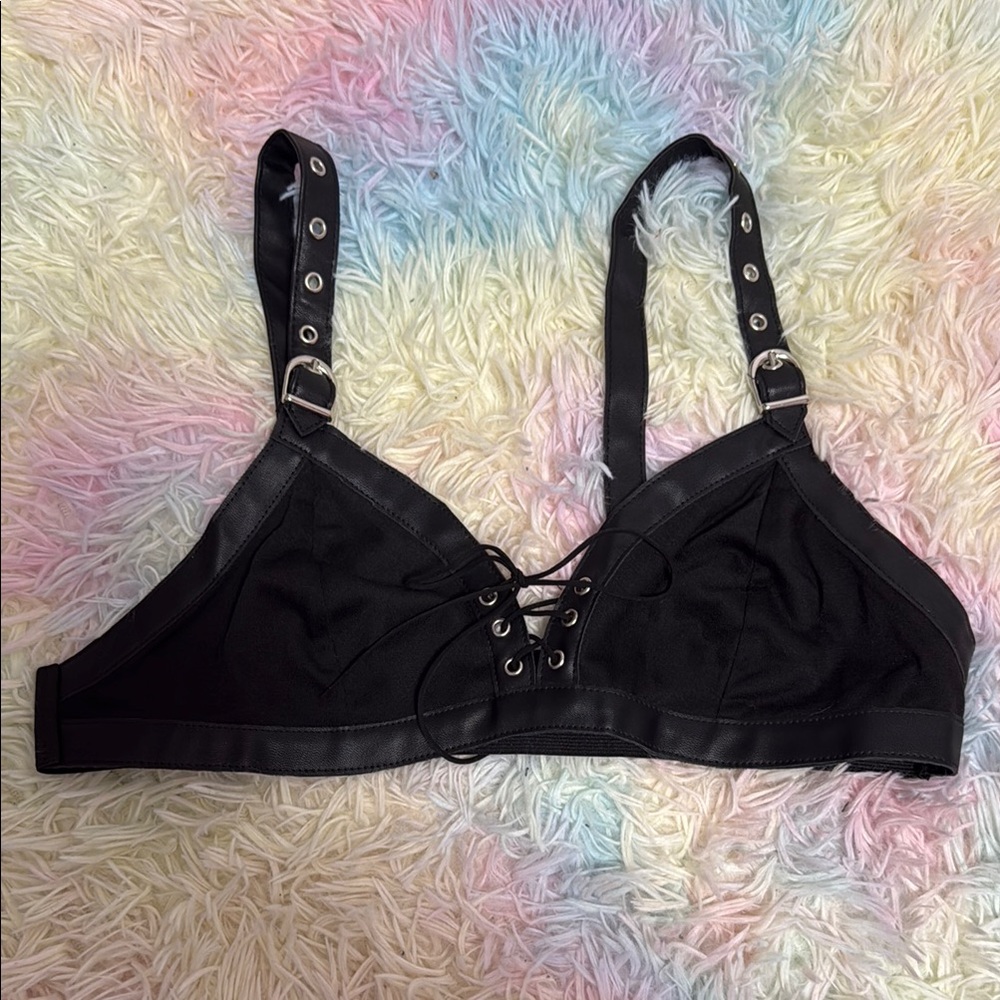 Black Lace-Up Women's Bralette